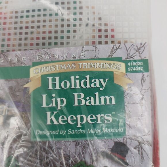 The Needlecraft Shop Christmas Trimmings Holiday Lip Balm Keepers Snowman Santa - Picture 4 of 8